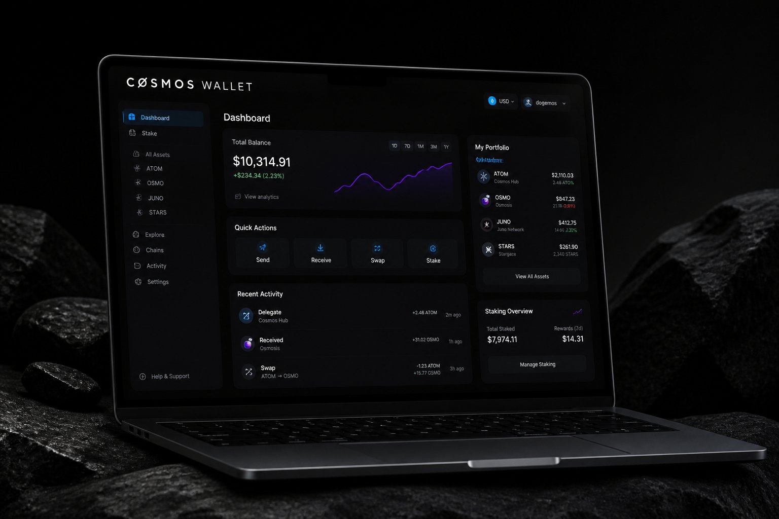 Cosmos Wallet desktop app interface preview